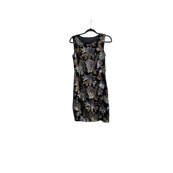 NWT Cache dress sequin Floral gold and silver Size S - Picture 1 of 9